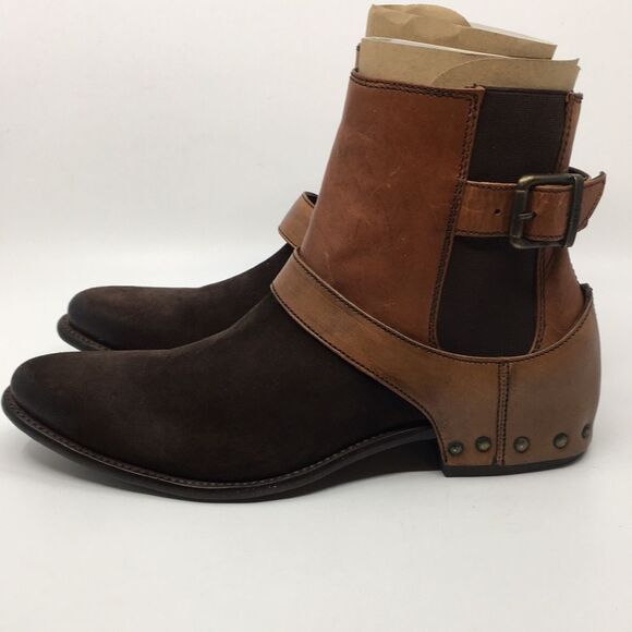 Marco Delli Tyler Ankle Boots mahogany suede and British tan leather Sz EU 42 M9 - Picture 7 of 16
